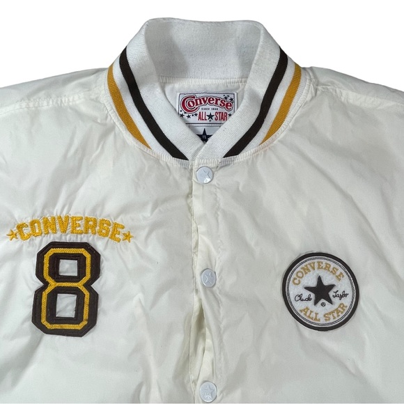 Converse size Xl white/cream half button varsity jacket with kangaroo pocket EUC - Picture 3 of 10